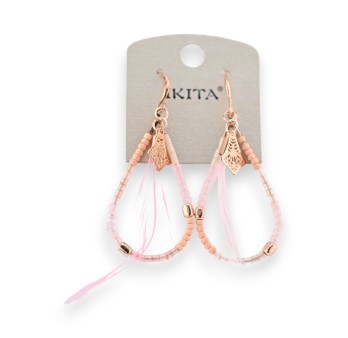 Boucles d'oreilles romantiques Ikita métal cuivré rosé