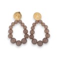 Boucles d'oreilles créoles perles taupe translucides