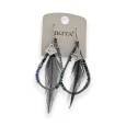 Boucles d'oreilles perles noires et plumes de chez Ikita