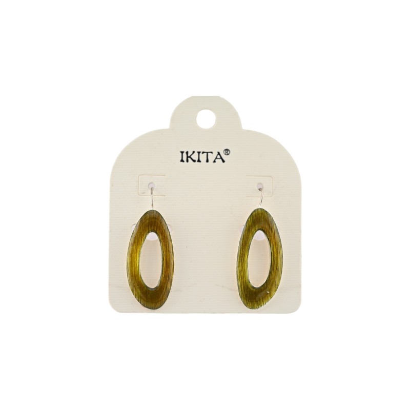 Boucles d'oreilles ovales ajourés kaki de chez Ikita