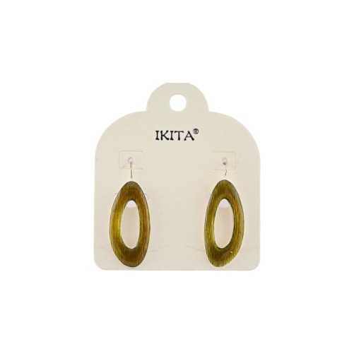 Boucles d'oreilles ovales ajourés kaki de chez Ikita