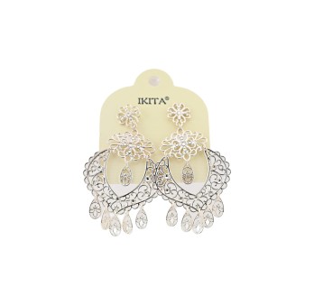 Boucles d'oreilles orientales argentées Ikita