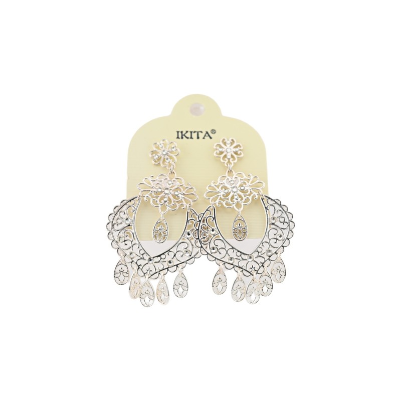 Boucles d'oreilles orientales argentées Ikita