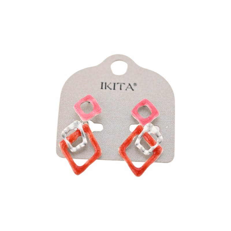 Boucles d'oreilles géométriques tricolores Ikita