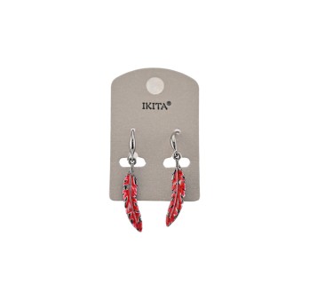 Boucles d'oreilles plumes métal rouge de chez Ikita