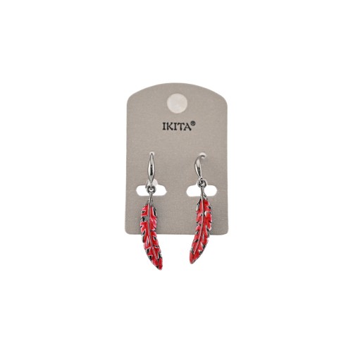 Boucles d'oreilles plumes métal rouge de chez Ikita