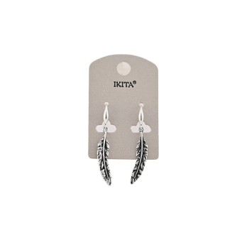 Boucles d'oreilles plumes argentées vieillies de chez Ikita