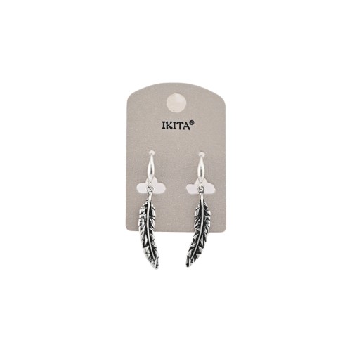 Boucles d'oreilles plumes argentées vieillies de chez Ikita