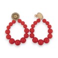 Boucles d'oreilles créoles dorées perles rouge