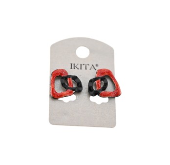 Boucles d'oreilles géométriques Ikita noir et orange
