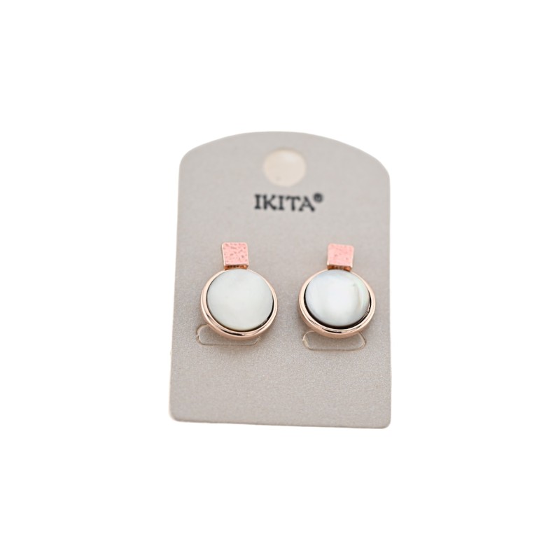 Boucles d'oreilles Ikita nacre rose cuivré
