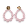 Boucles d'oreilles créoles perles rose poudré