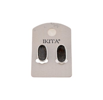 Boucles d'oreilles ovales noires pailletées Ikita