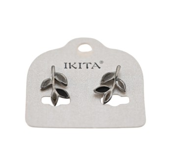 Boucles d'oreilles feuilles noires et grises de chez Ikita