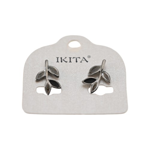 Boucles d'oreilles feuilles noires et grises de chez Ikita