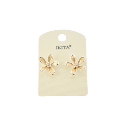 Boucles d'oreilles fleurs dorées nacrées de chez Ikita