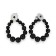 Boucles d'oreilles créoles perles noires argentés