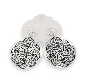 Boucles d'oreilles rondes Rosace noire de chez Ikita