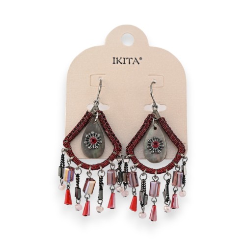 Boucles d'oreilles bohème chic bordeau de chez Ikita