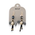 Boucles d'oreilles dorées Ikita Nœud pompons argentés