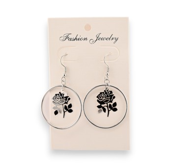 Boucles d'oreilles créoles roses argentées