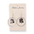 Boucles d'oreilles créoles roses argentées