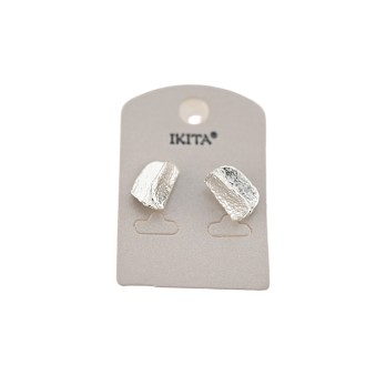 Boucles d'oreilles design Ikita argenté brossé