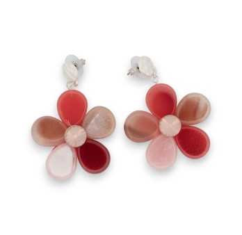 Boucles d'oreilles fleurs résine orangé