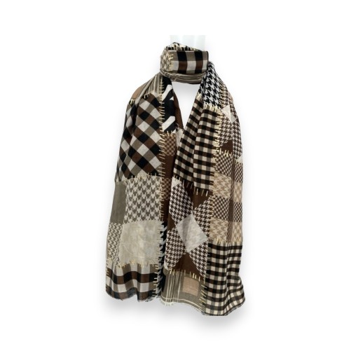 Foulard Patchwork Élégance Automnale marron
