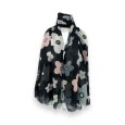 Foulard fleuri noir et pastel