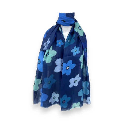 Foulard Floral nuances Bleu Azur