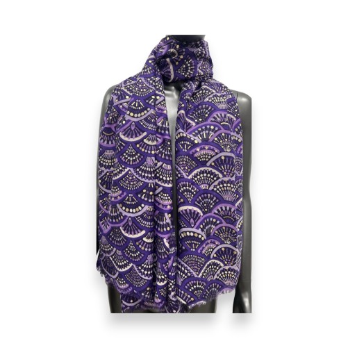 Foulard Éventail Violet Doré