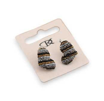 Boucles d'oreilles forme coeur 3D à strass