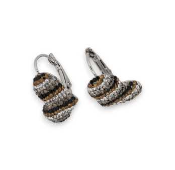 Boucles d'oreilles forme coeur 3D à strass