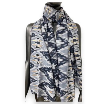 Foulard ethnique gris et noir avec détails dorés