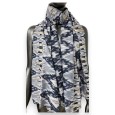 Foulard ethnique gris et noir avec détails dorés