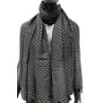 Foulard Éventails Gris et Noir Doré
