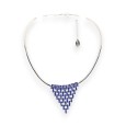 Collier ras-de-cou argenté avec pendentif triangle bleu strass Belle Miss