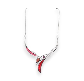 Collier Argenté design Belle Miss Fuschia