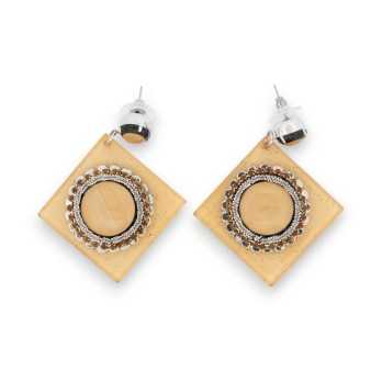 Boucles d'oreilles géométrique effet ambre et argentées