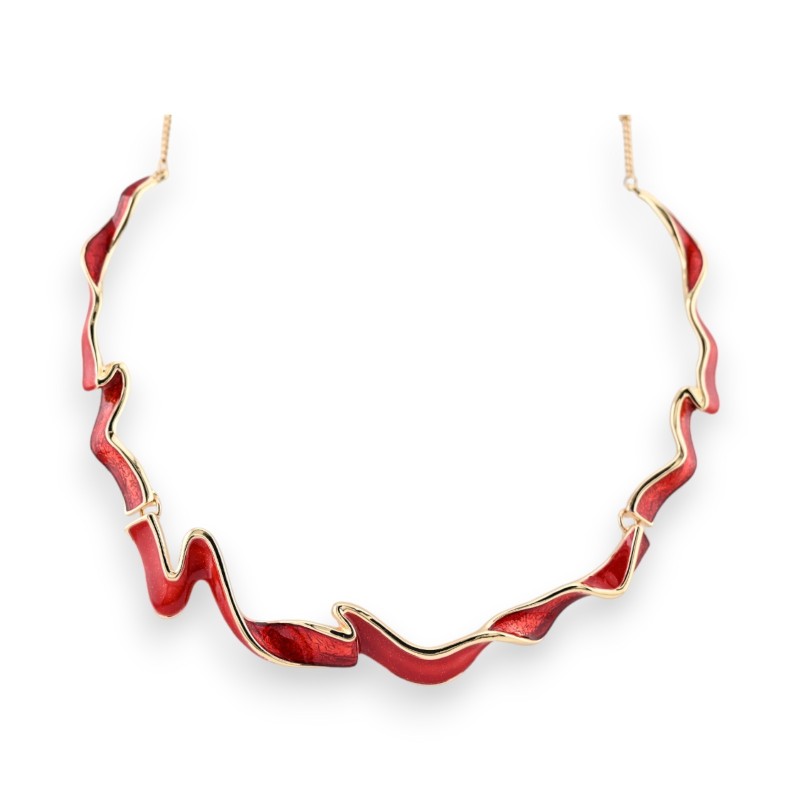 Collier rigide zig-zag doré rouge de chez Ikita