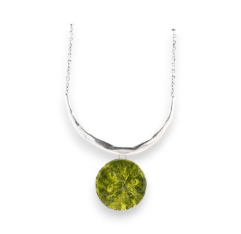 Collier Torsade Argent Médaillon Kaki