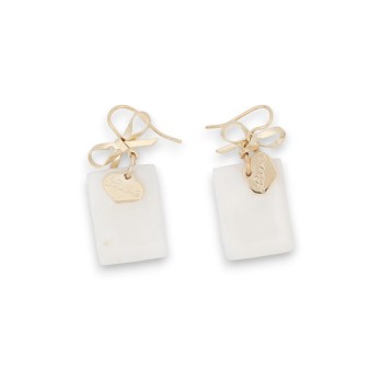 Boucles d'oreilles nacre noeud coeur love