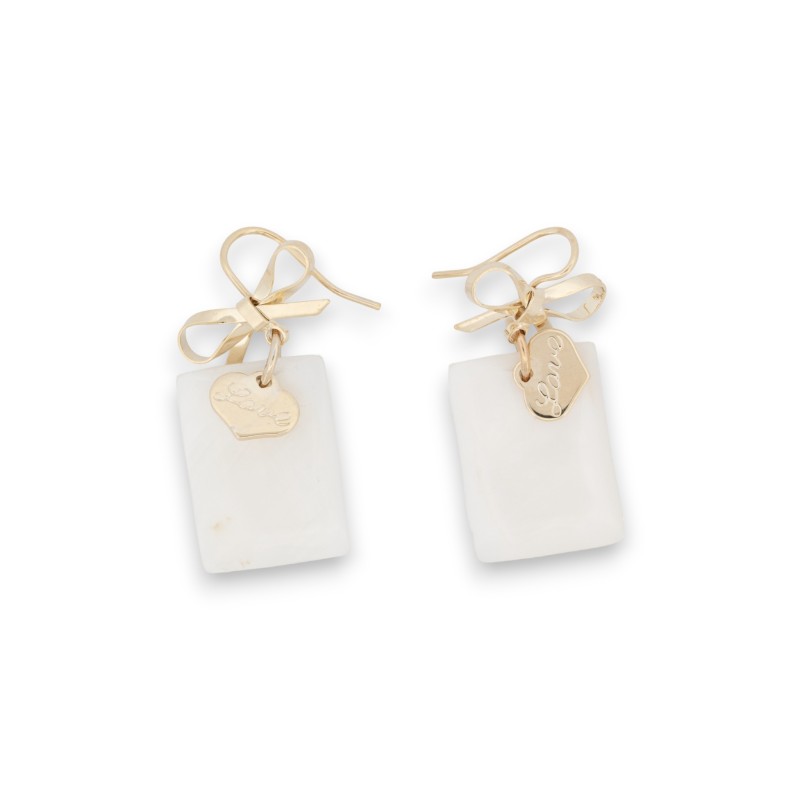 Boucles d'oreilles nacre noeud coeur love