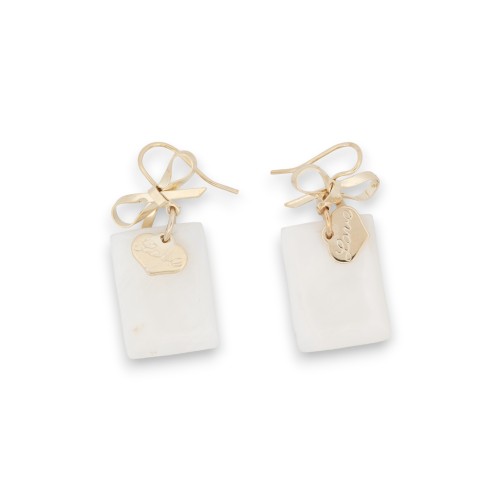 Boucles d'oreilles nacre noeud coeur love