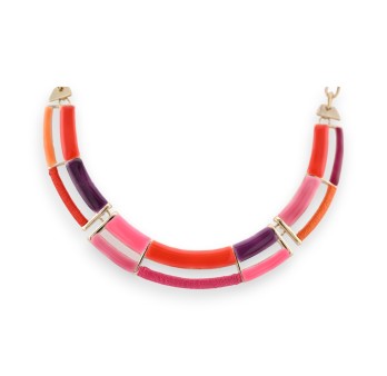 Collier ras-de-cou semi-rigide en métal doré