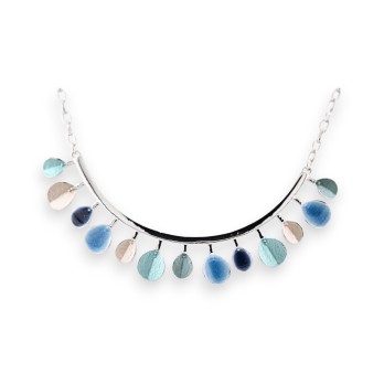Collier argenté Ikita à pampilles nuances bleu