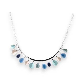 Collier argenté Ikita à pampilles nuances bleu