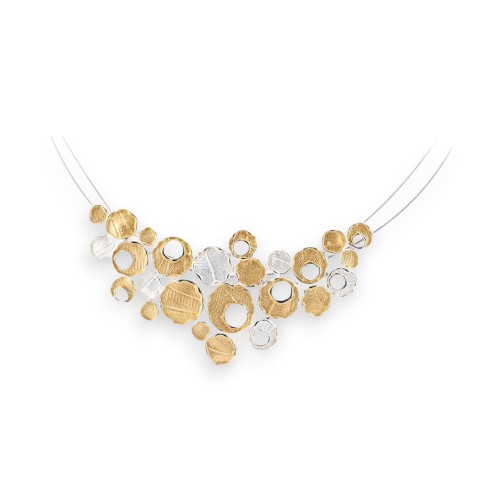 Collier ras de cou câble argenté Ikita Beige