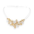 Collier ras de cou câble argenté Ikita Beige